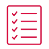 Rotes Icon einer Checkliste